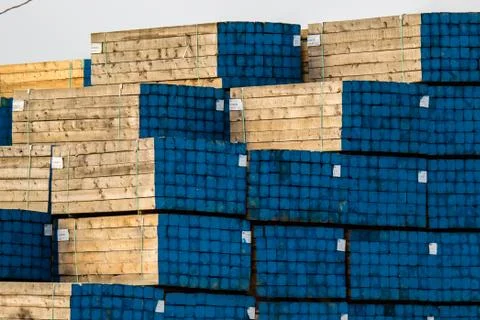 Mill producing lomber for construction and packs it for convinient shpment. Stock Photos