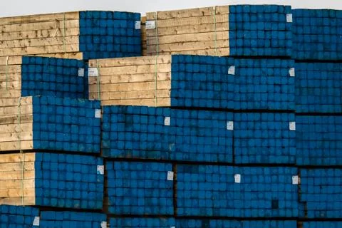 Mill producing lomber for construction and packs it for convinient shpment. Stock Photos