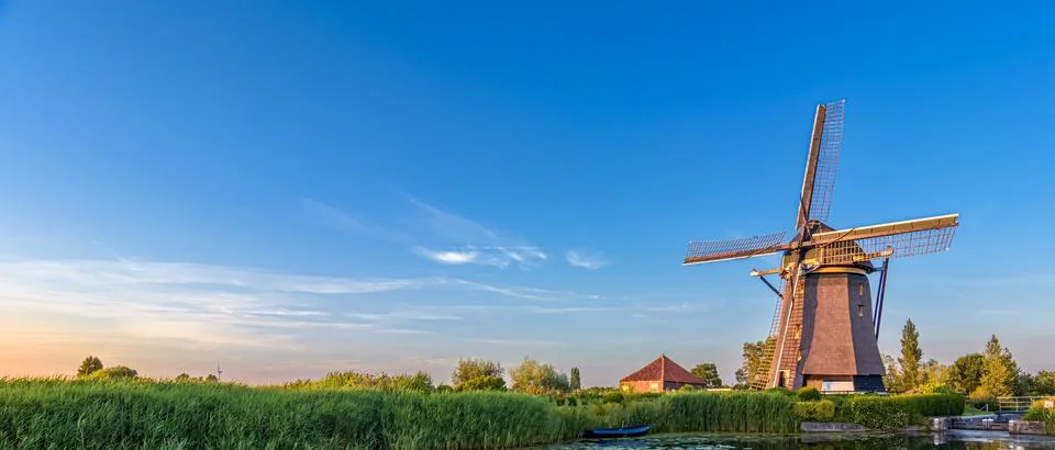 Mill with reflection panorama view Stock Photos