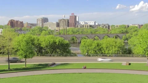 Mill Ruin Park and St Anthony Skyline Daytime 4k Timelapse Stock Footage 65322854