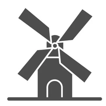 Mill solid icon, bakery concept, windmill sign on white background, Wheat Stockillustratie