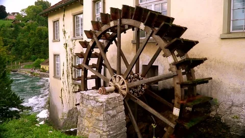 The mill. Views of the Rheinfall in Switzerland - one of the largest in Europe. Stock Footage 82467216