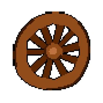 Mill wheel ancient pixel art vector illustration Stock Illustration