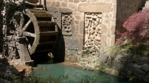 Mill Wheel and Pond Stock Footage 62484026