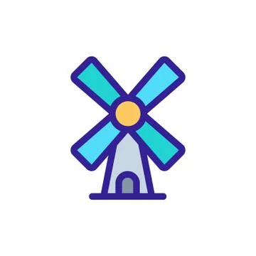 Mill wind icon vector. Isolated contour symbol illustration Stock Illustration