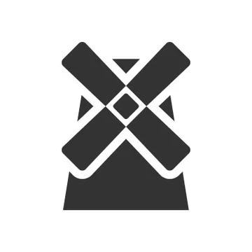 Mill, Windmill icon flat Stock Illustration