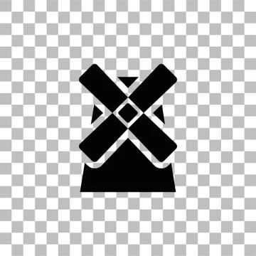 Mill, Windmill icon flat Stock Illustration