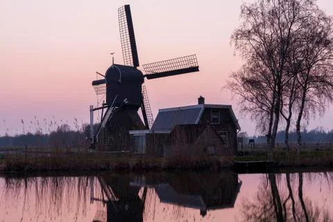 Mill at Woerdens Verlaat Stock Photos