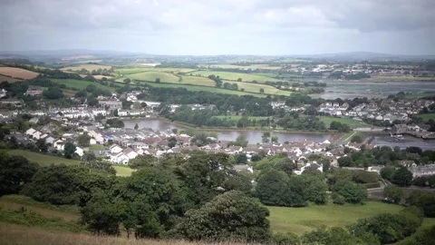 Millbrook Cornwall England. Aerial view of village Stock Footage 134567396