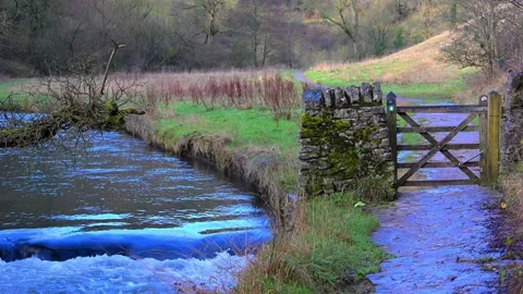 Milldale footpath, by the River Dove. Stock Footage 321472971