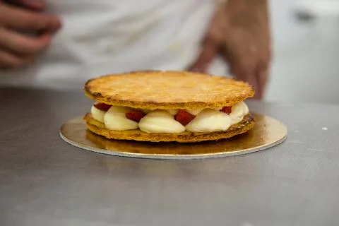 The millefeuille cake Stock Photos