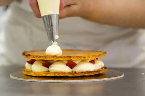 The millefeuille cake Stock Photos