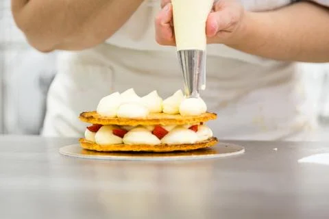 The millefeuille cake Stock Photos