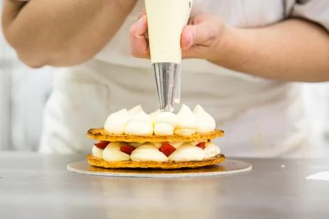 The millefeuille cake Stock Photos