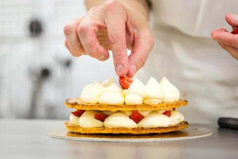 The millefeuille cake Stock Photos
