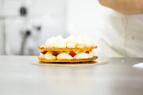 The millefeuille cake Stock Photos