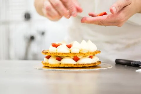 The millefeuille cake Stock Photos
