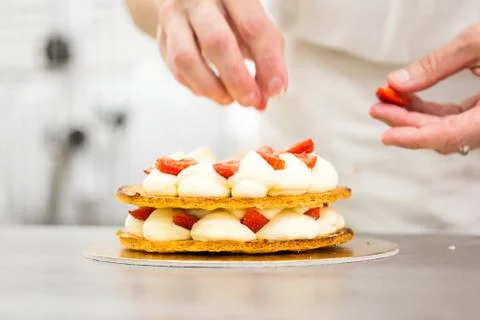 The millefeuille cake Stock Photos