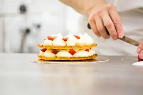 The millefeuille cake Stock Photos