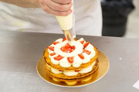 The millefeuille cake Stock Photos