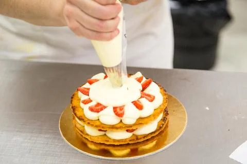 The millefeuille cake Stock Photos