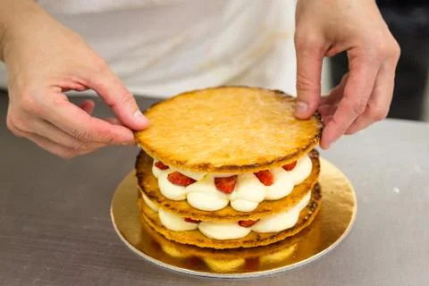 The millefeuille cake Stock Photos