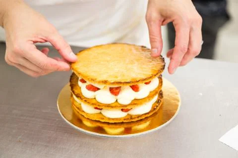 The millefeuille cake Stock Photos