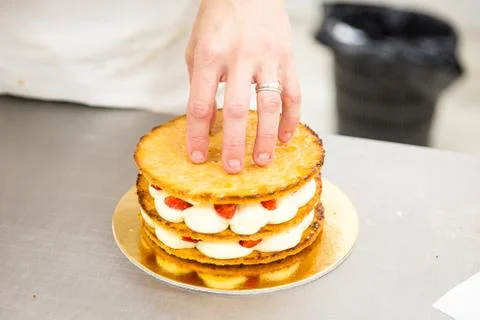 The millefeuille cake Stock Photos