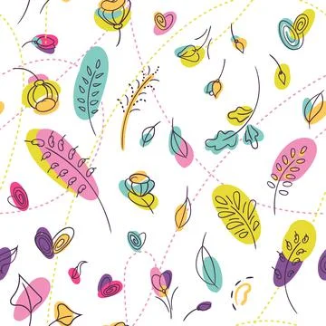 Millefleur seamless pattern with neon color summer flowers Stock Illustration