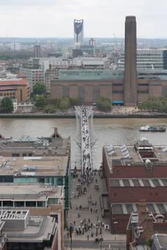 The Millenium Bridge and Tate Modern Stock Photos