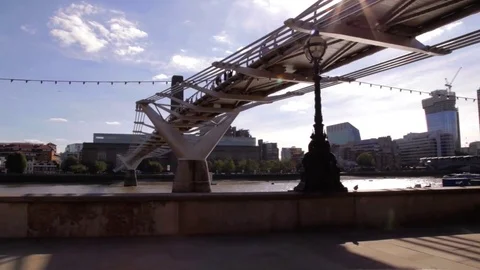 Millenium bridge Central London moving steady cam shot HD Stock Footage 71319442