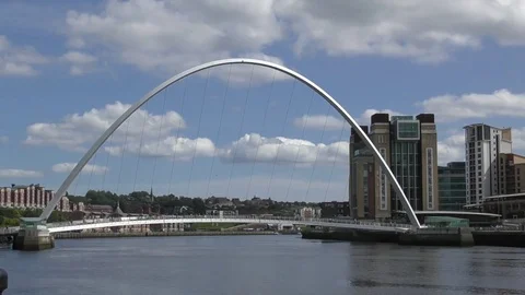  Millenium Bridge Gateshead blue sky architecture Stock Footage 79994971