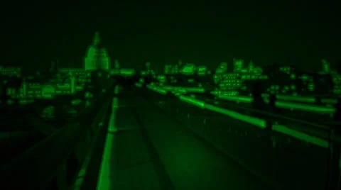 Millenium bridge london green strobe effect Stock Footage 37687356
