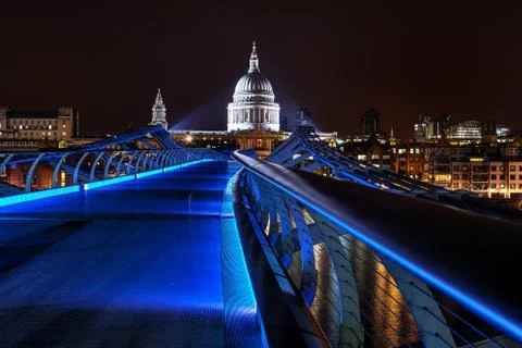 Millenium bridge at night Stock Photos