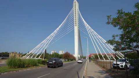 Millenium bridge in Podgorica, Montenegro 库存影片 340762383