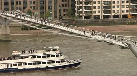 Millenium bridge Thames London Stock Footage 22153472
