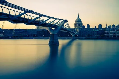 Millenium bridge in yellow Stock Photos