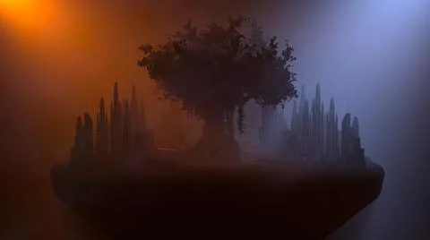 Millenium city park dramatic lighting environment. Stock Illustration