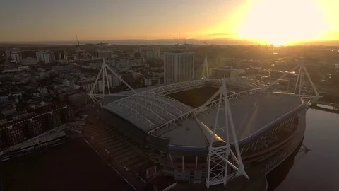 Millenium stadium sunrise Stock Footage 83013116