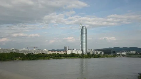 Millenium Tower Skyscraper in Vienna Stock Footage 134986216