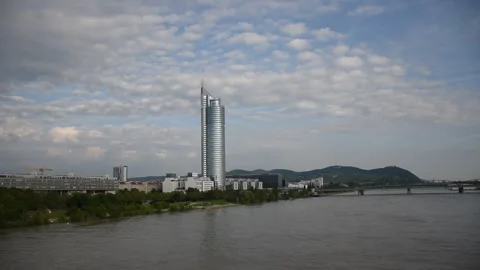 Millenium Tower Skyscraper in Vienna Stock Footage 134986223