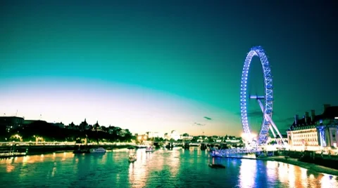 Millenium Wheel at night timelapse Stock Footage 8657560