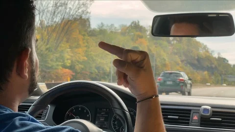 Millennial Driver Road Rage Stock Footage