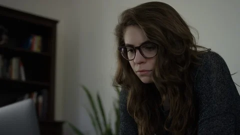 Millennial Female Looking at Laptop Screen Stock Footage 90363486