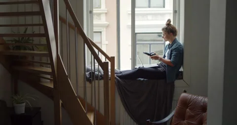 Millennial generation z work on laptop from home 動画素材 133279913