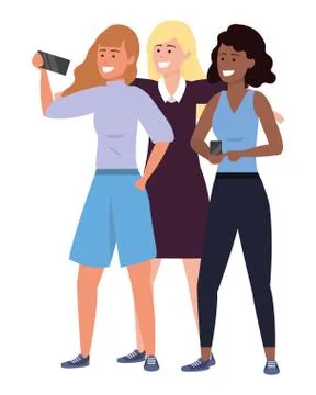 Millennial group taking selfie Illustrazione stock