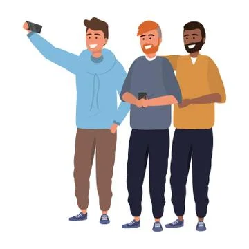 Millennial group taking selfie Illustrazione stock