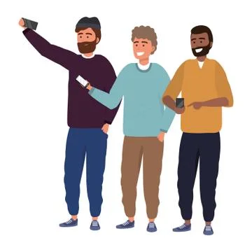 Millennial group taking selfie イラスト素材