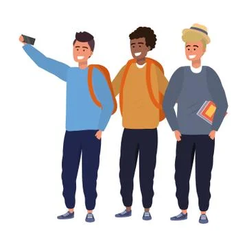 Millennial group taking selfie Illustrazione stock