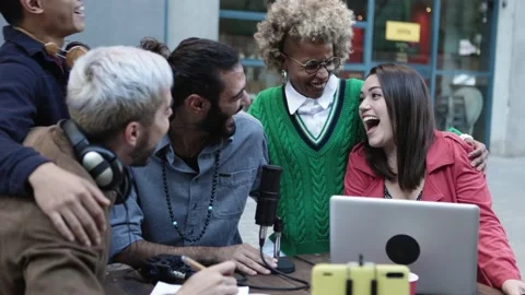 Millennial influencer friends having fun creating content on social platform Stock Footage 161998669